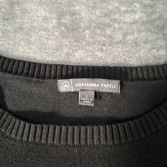 Adrianna Papell Crewneck Twofer Sweater Leopard Mixed Media Sz L Preppy Carrier - Picture 5 of 11